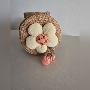Girls Round Straw Crossbody Bag